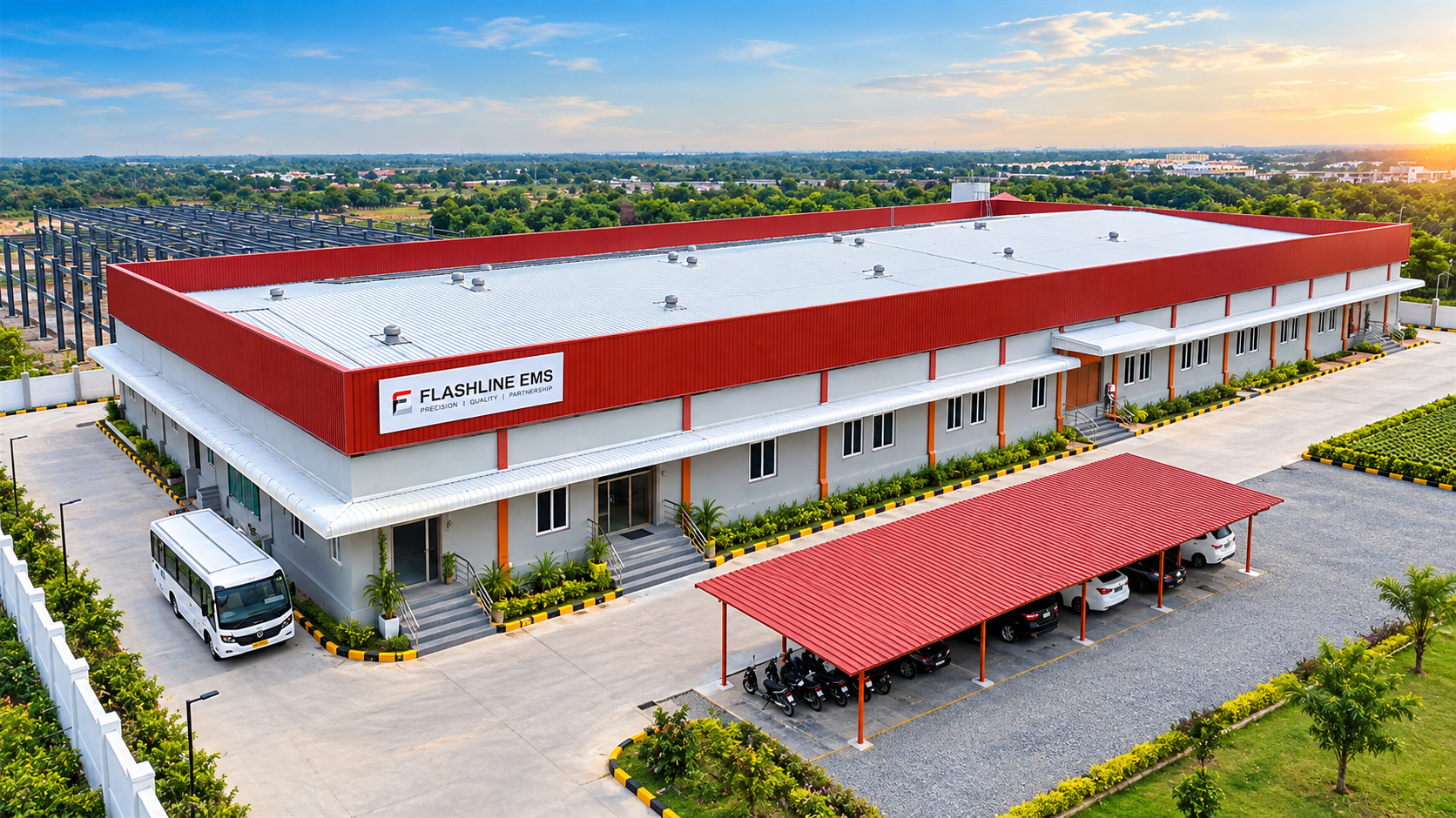 Aerial view of the Flashline EMS manufacturing facility